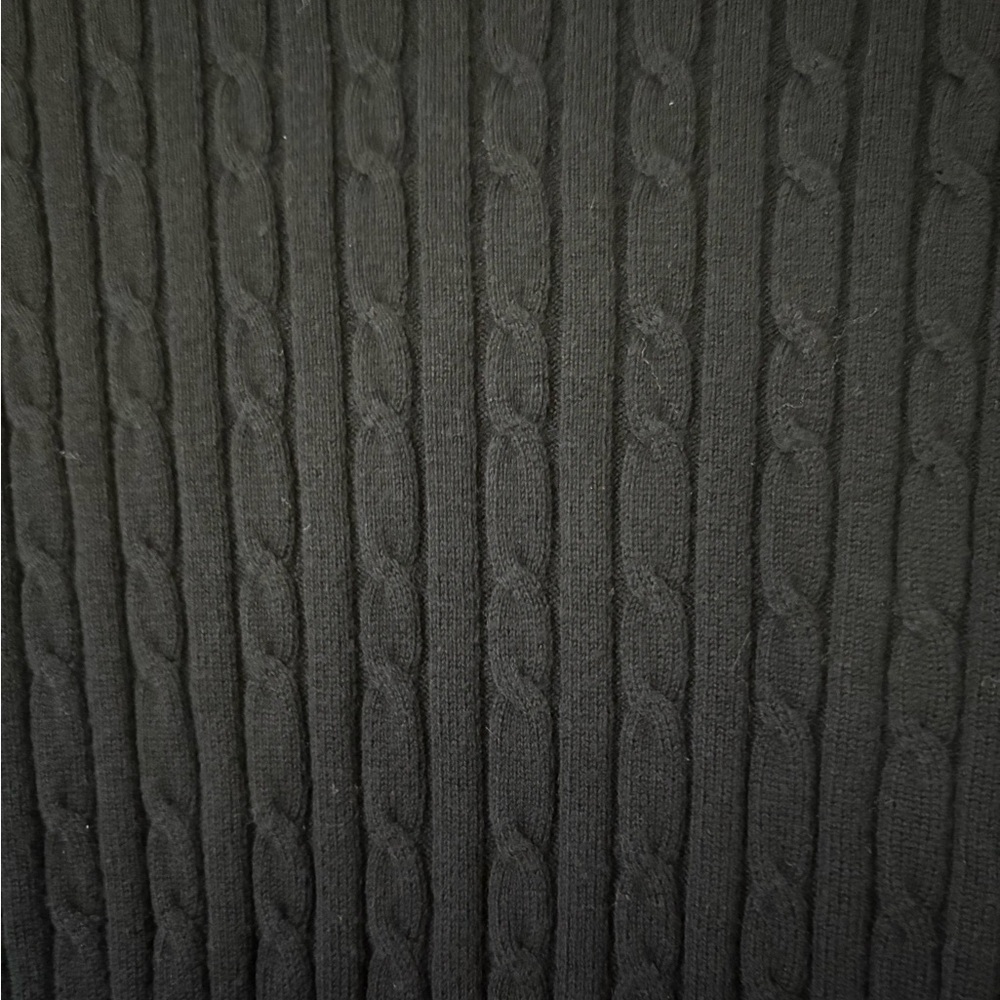 Daily Sports Black V-Neck Cable Knit Sweater. Cotton with a touch of Cashmere. - Picture 7 of 13